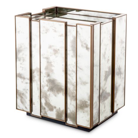 Nightstand Nottingham Left antique mirror glass brushed brass finish