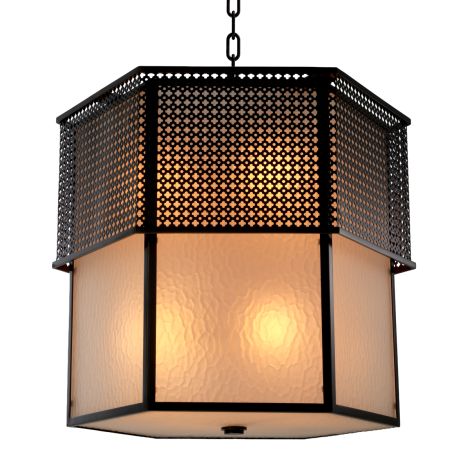 CDJ Chandelier Minerva bronze highlight finish frosted glass