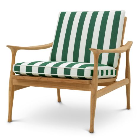 Outdoor Chair Manzo natural teak florent green incl cushions