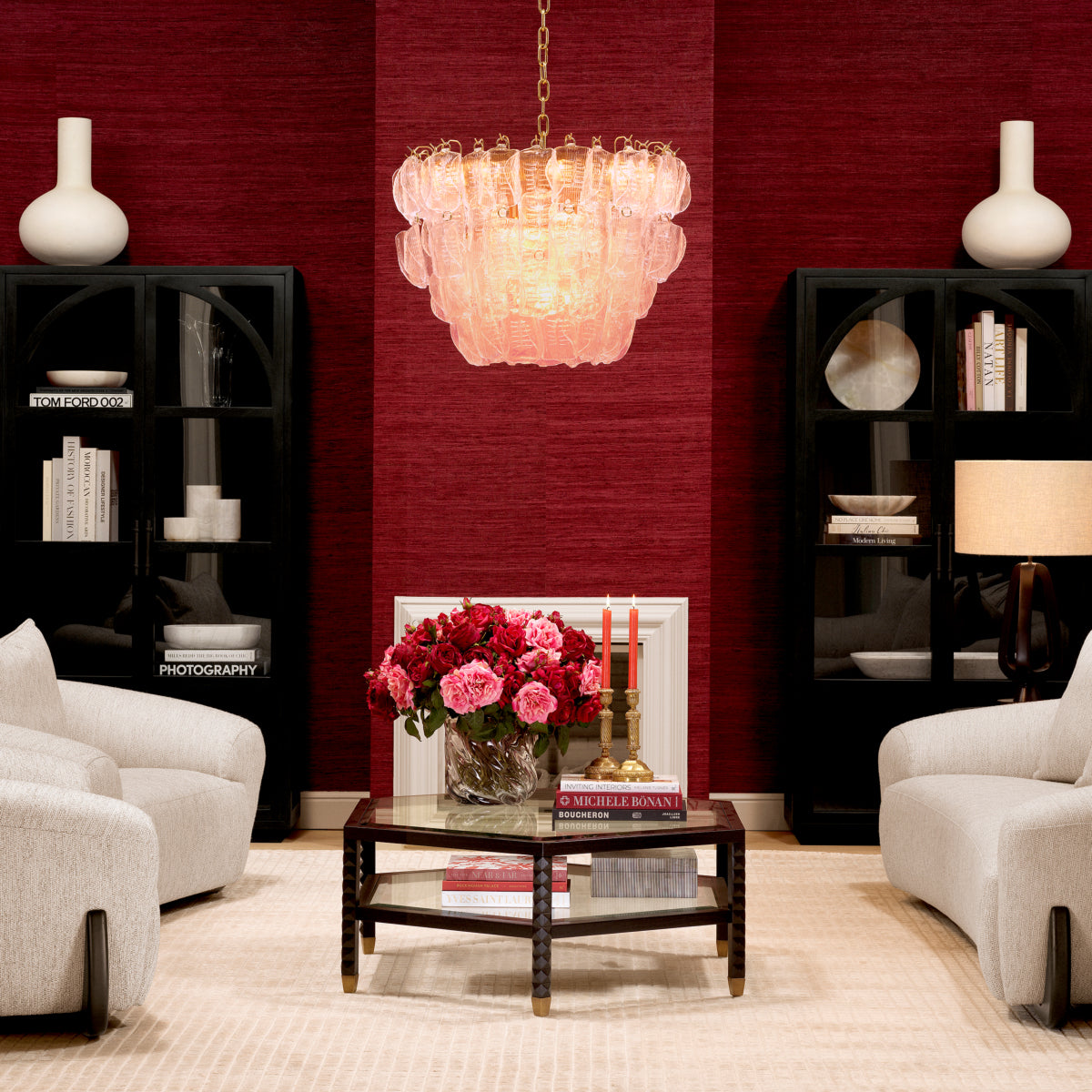 Chandelier Solange pink glass