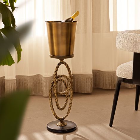 Wine Cooler Corwyn on stand antique brass finish