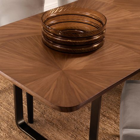 Dining Table Rucello light walnut veneer bronze finish