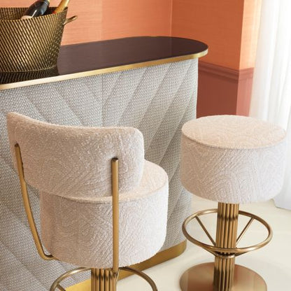 Bar Stool Carleton with back camari cream brushed brass finish