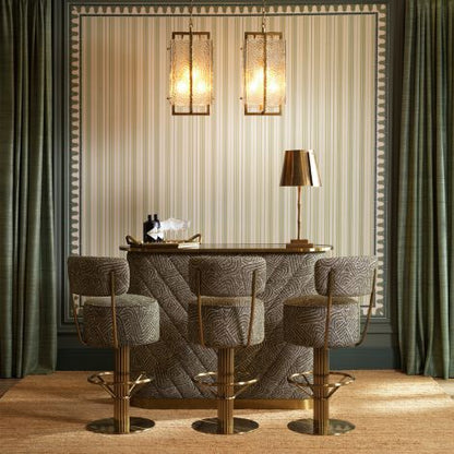 Bar Stool Carleton with back camari green brushed brass finish