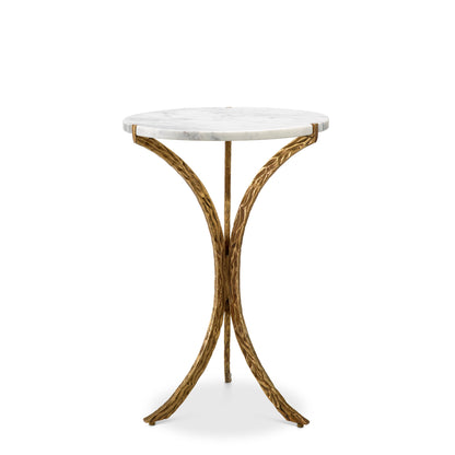 Side Table Emmeline vintage brass finish white marble