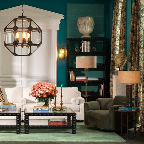 Table Lamp Belvoir bronze highlight finish incl shade