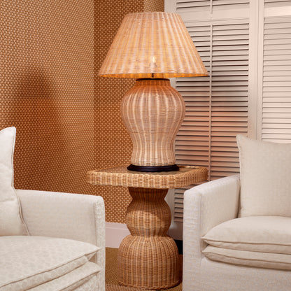 Side Table Tiago natural rattan incl glass top