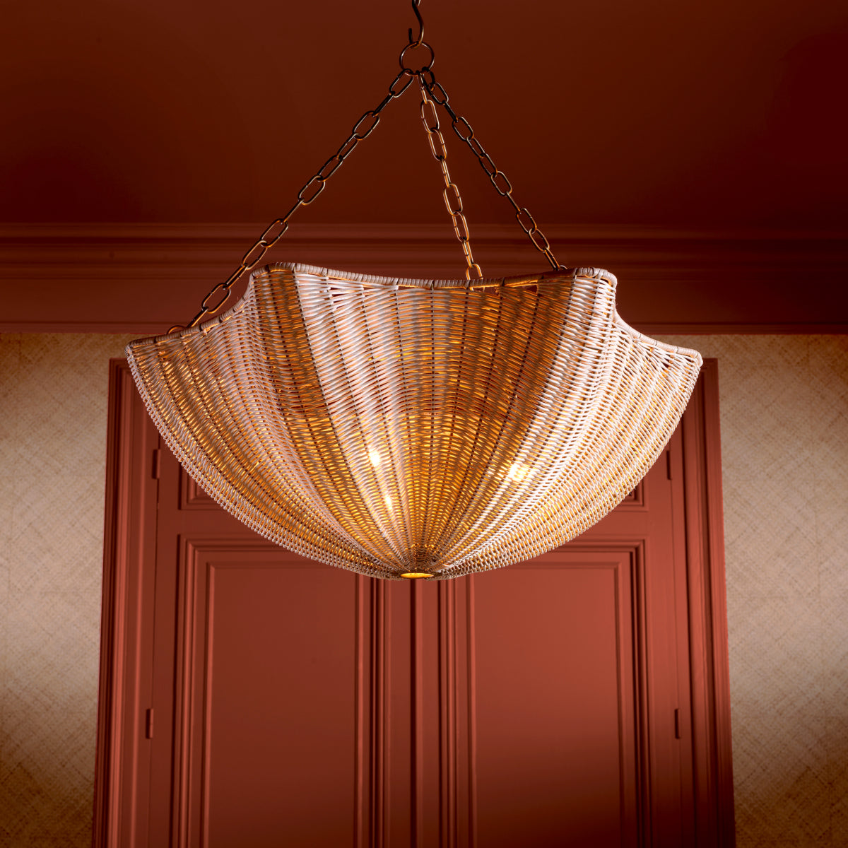 Chandelier Los Palmos natural rattan