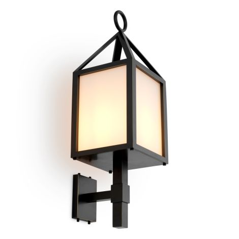 Outdoor Wall Lamp Riserva bronze highlight finish white glass