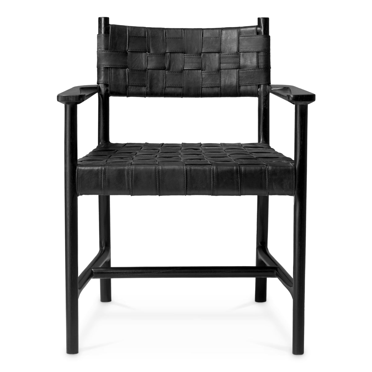 Dining Chair Tiberio with arm black leather classic black