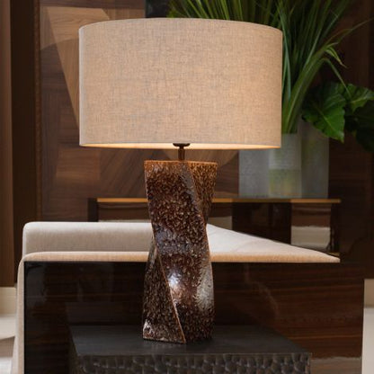 Table Lamp Camelia vintage brown ceramic incl shade