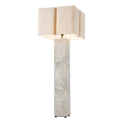 Floor Lamp Division raku ceramic crackled white incl shade