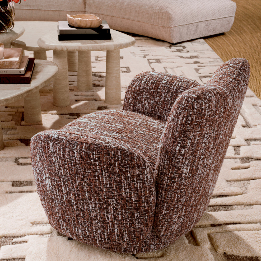 Swivel Chair Merida bouclé sonata red