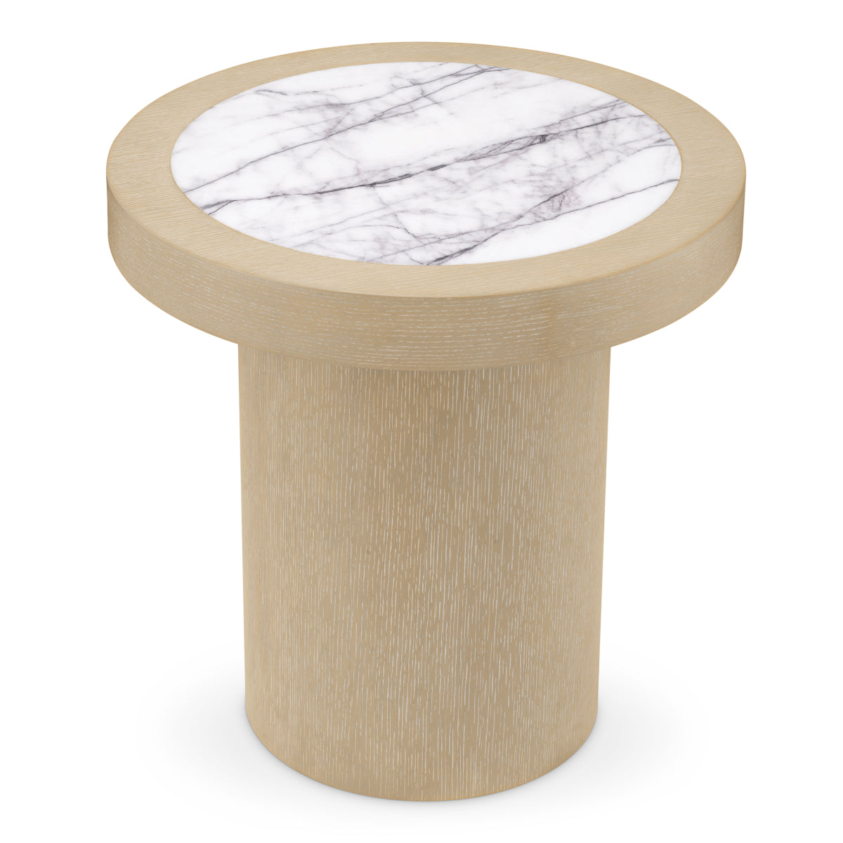 Side Table Presedio washed oak veneer biano lilac marble top