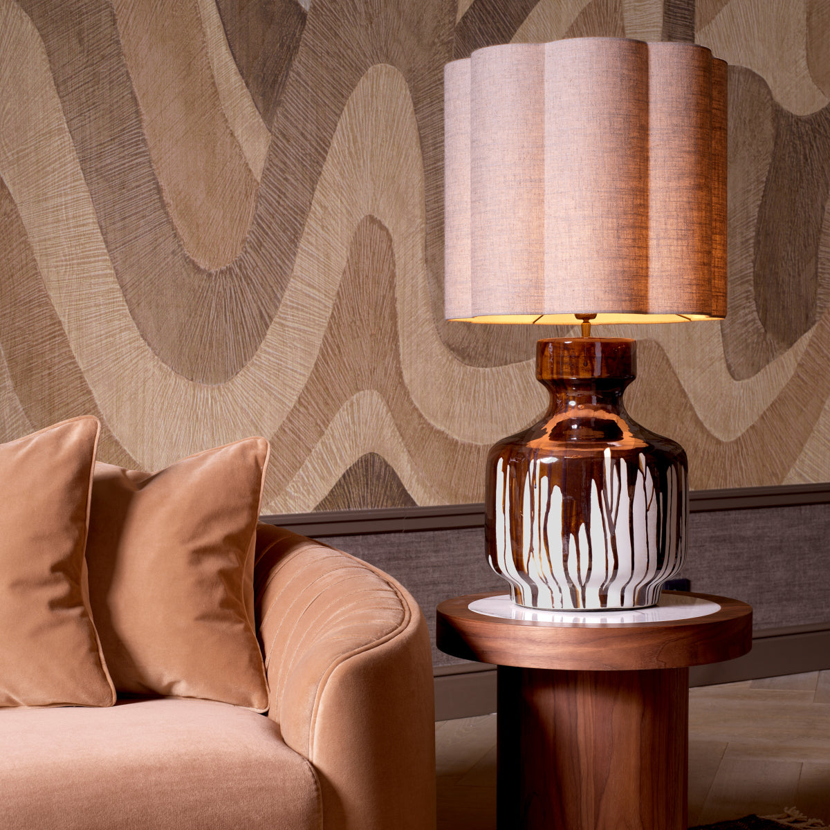 Table Lamp Lorena brown finish incl shade