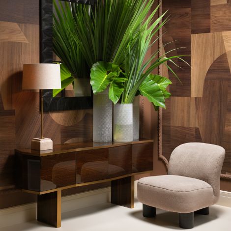 Mirror Belmont straw marquetry charcoal