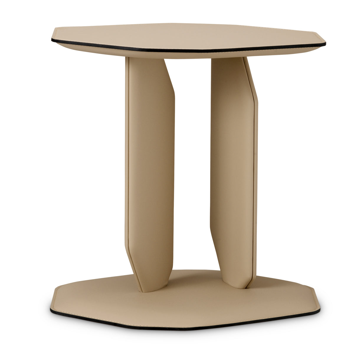 Side Table Maurizio faux leather light brown