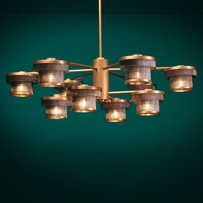 CDJ Chandelier Andromeda antique brass finish smoke glass