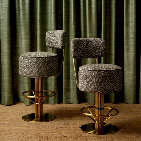 Counter Stool Carleton with back camari green brushed brass finish