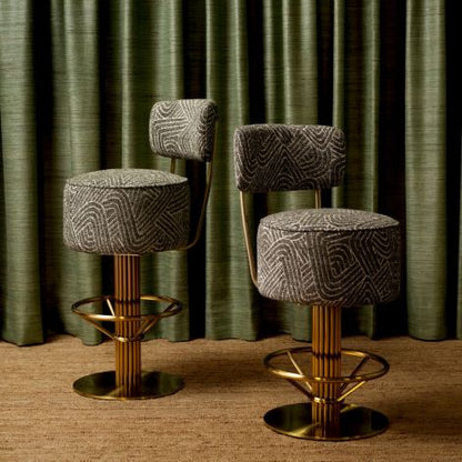 Counter Stool Carleton with back camari green brushed brass finish