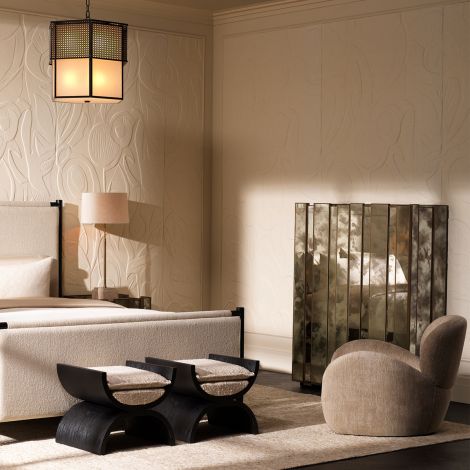 Bar Cabinet Nottingham antique mirror glass brushed brass finish