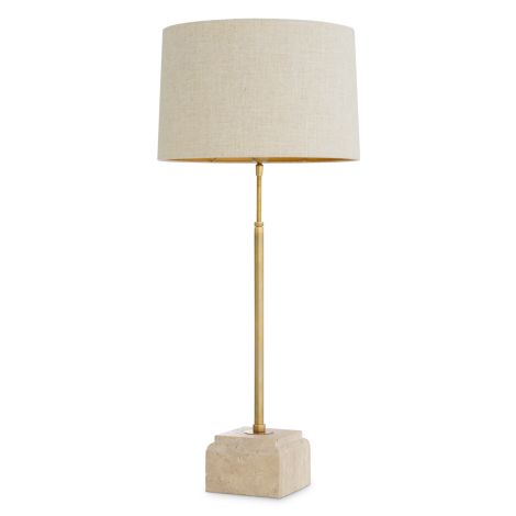 Table Lamp Rialta travertine vintage brass finish incl shade