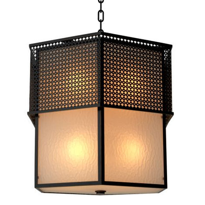 CDJ Chandelier Minerva bronze highlight finish frosted glass