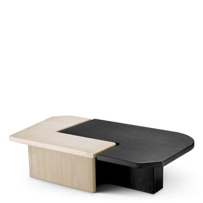 Coffee Table Yardham travertine charcoal grey oak veneer set of 2