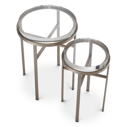 Side Table Hoxton brushed steel finish set of 2