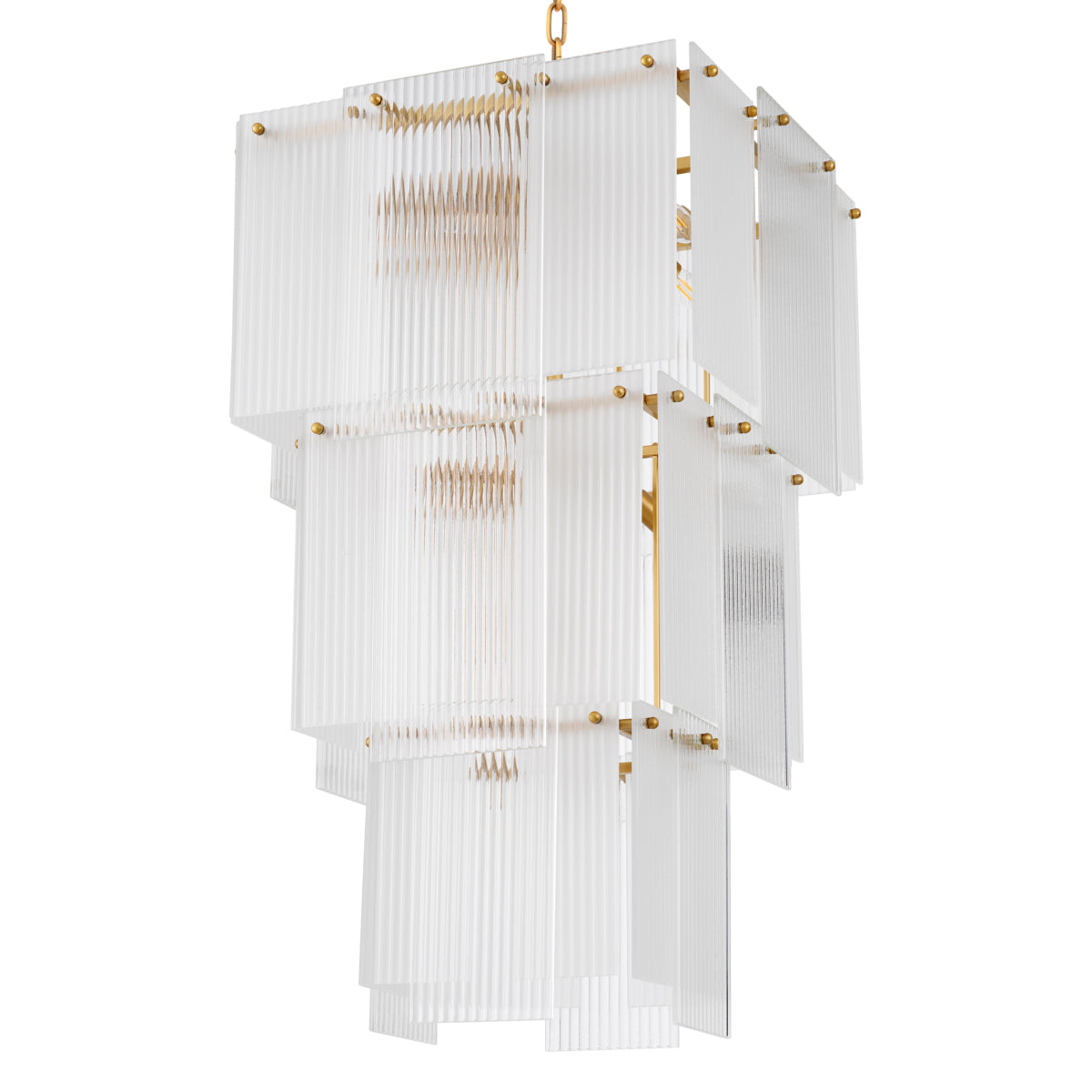 Chandelier Giardano clear and frosted glass antique brass finish