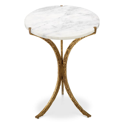 Side Table Emmeline vintage brass finish white marble