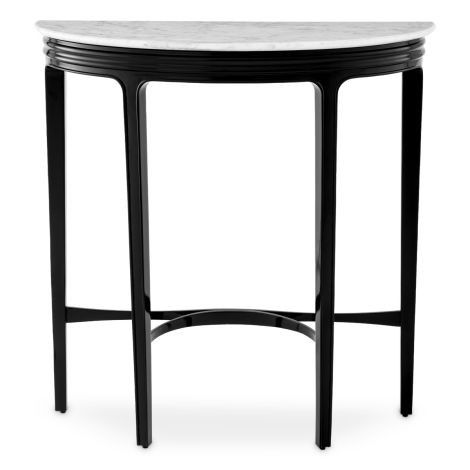 Console Table Rochefort piano black finish white carrera marble