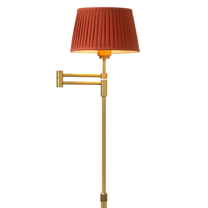 Floor Lamp Corbin antique brass finish incl orange pleated shade