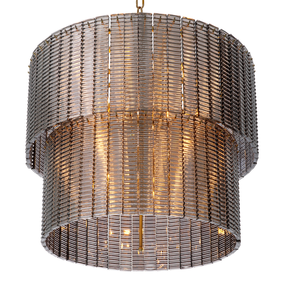 Chandelier Imperial Double brushed brass finish smoke glass