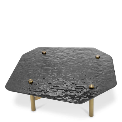 Coffee Table Cortes brushed brass finish casted smoke glass