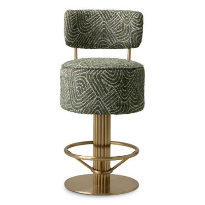 Counter Stool Carleton with back camari green brushed brass finish