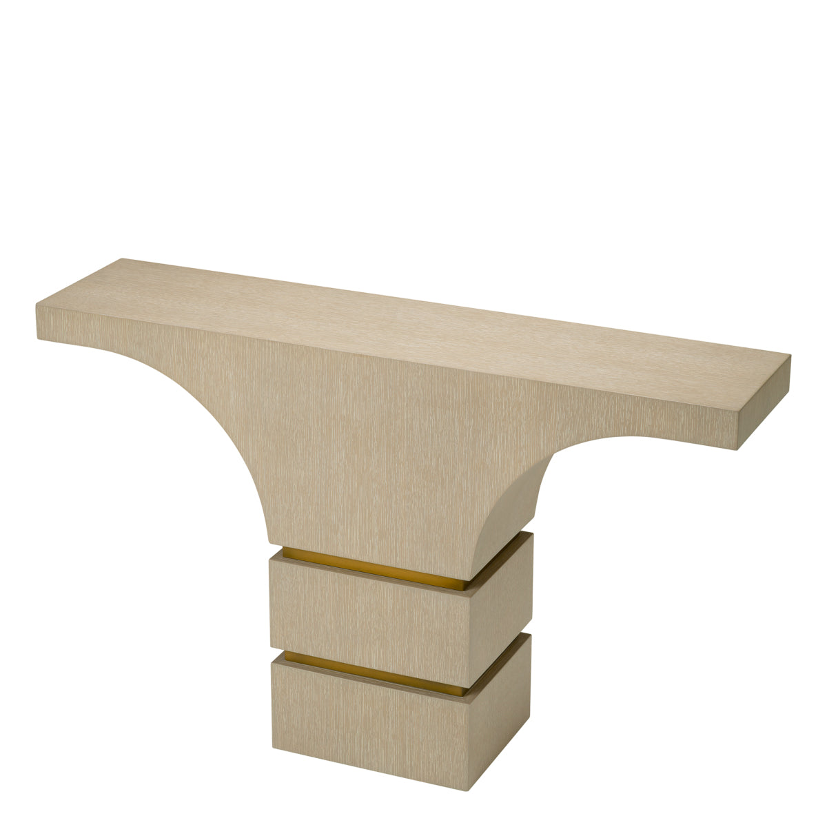 Console Table Thaddeus washed oak veneer brushed brass finish