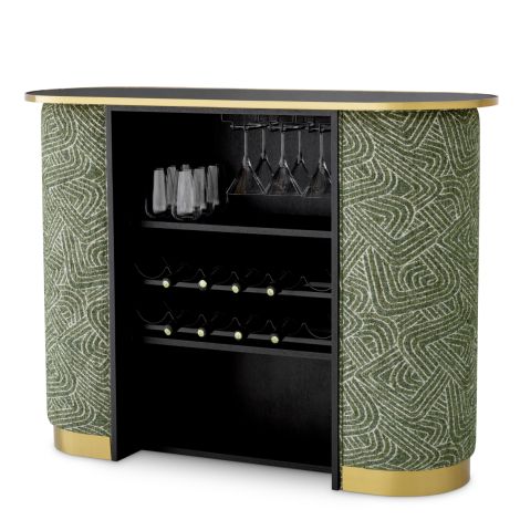 Bar Matthew camari green brushed brass finish black glass