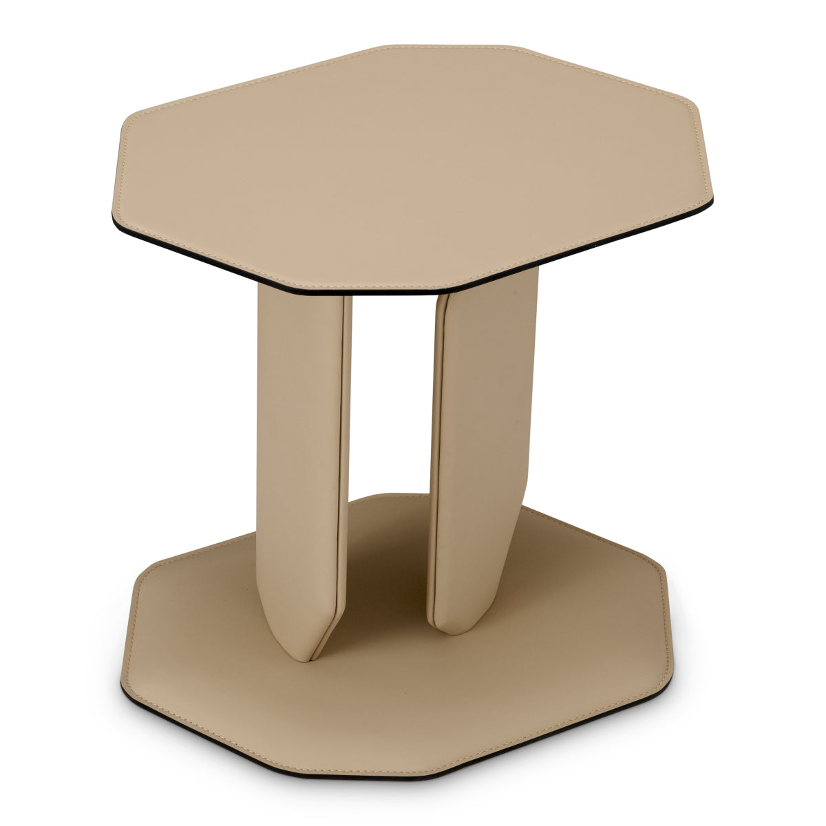 Side Table Maurizio faux leather light brown