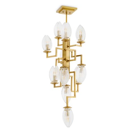CDJ Chandelier Persephone antique brass finish clear glass