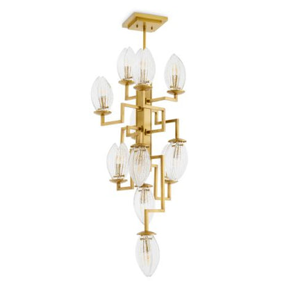 CDJ Chandelier Persephone antique brass finish clear glass