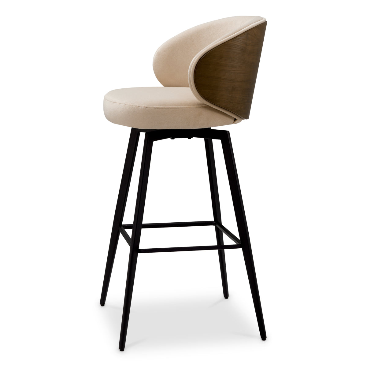 Bar Stool Camerota walnut veneer sabino beige