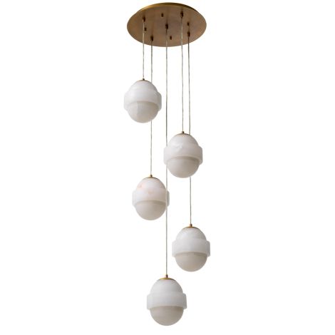 Chandelier Icarus antique brass finish alabaster