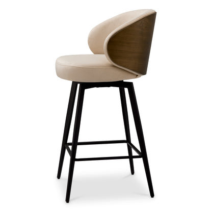 Counter Stool Camerota walnut veneer sabino beige