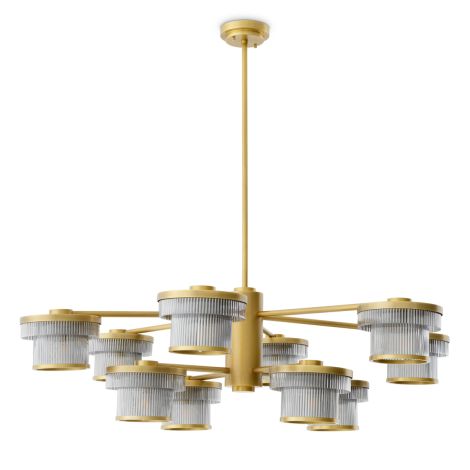 CDJ Chandelier Andromeda antique brass finish smoke glass