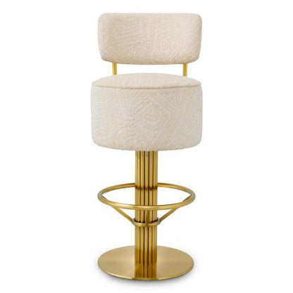 Bar Stool Carleton with back camari cream brushed brass finish
