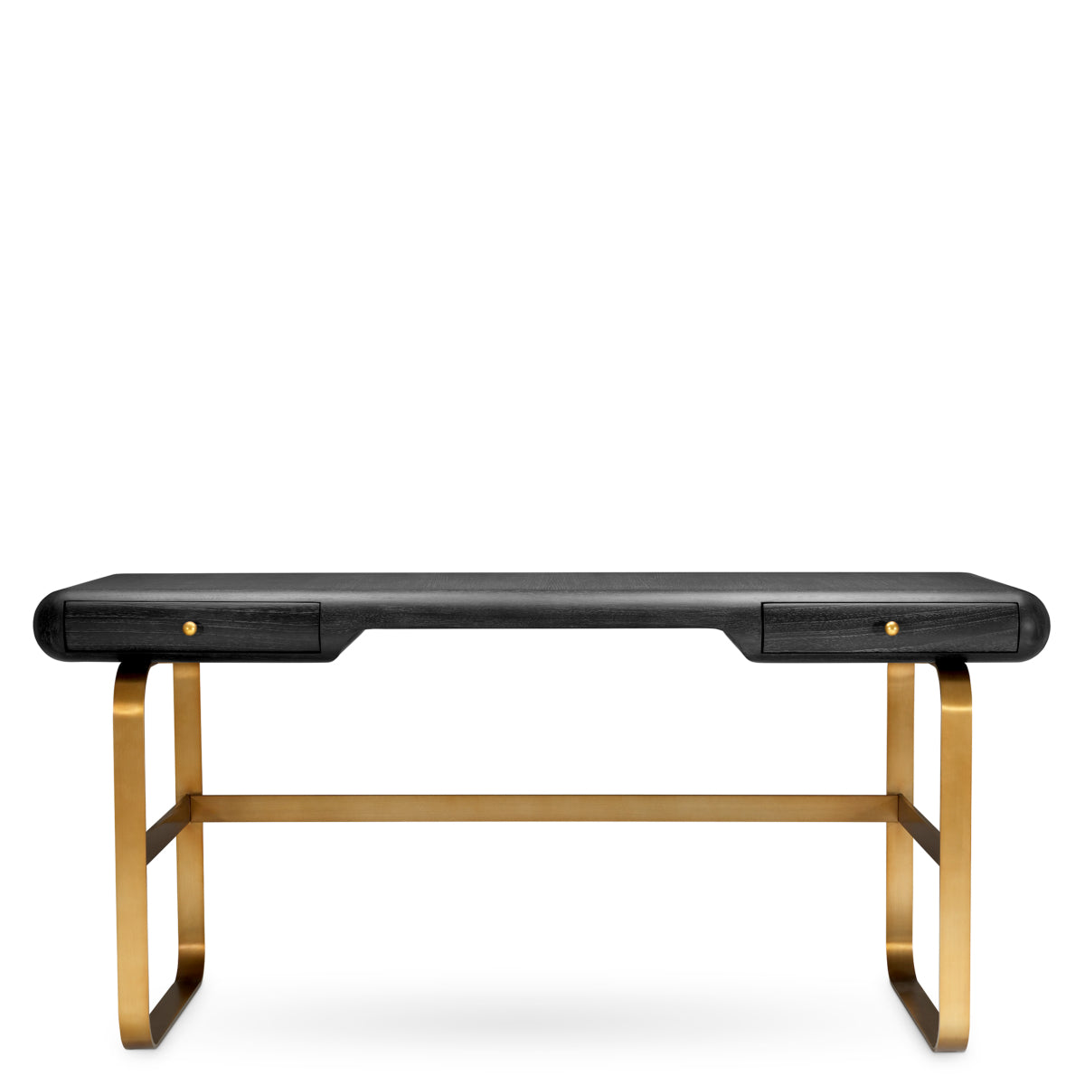 Desk Nathaniel charcoal grey oak veneer brushed brass finish