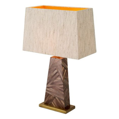 Table Lamp Gaultier brown straw marquetry incl shade