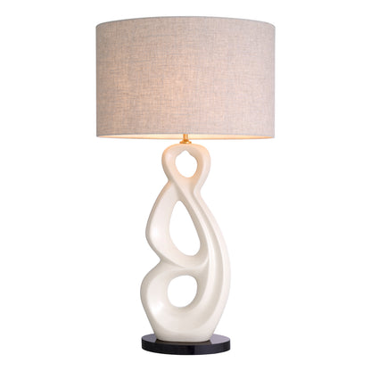 Table Lamp Macias crackled white ceramic incl shade