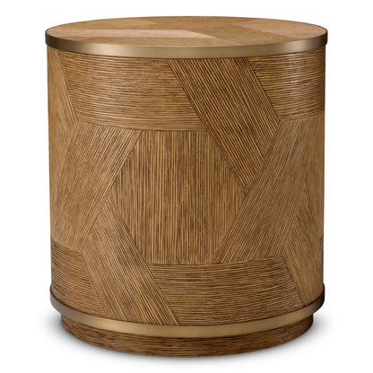 Side Table Velutto caramel carved oak veneer brushed brass finish